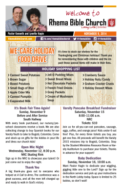 Welcome to We-Care Holiday Food Drive November 9, 2014