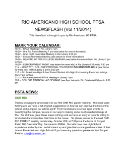 RIO AMERICANO HIGH SCHOOL PTSA NEWSFLASH (Vol 11/2014) MARK YOUR CALENDAR: