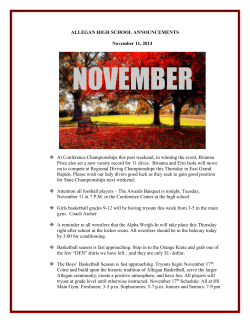 ALLEGAN HIGH SCHOOL ANNOUNCEMENTS  November 11, 2014