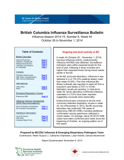 British Columbia Influenza Surveillance Bulletin  October 26 to November 1, 2014