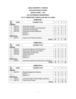 ANNA UNIVERSITY, CHENNAI AFFILIATED INSTITUTIONS REGULATIONS - 2013 M.E AUTOMOBILE ENGINEERING