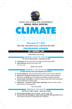 CLIMATE November 6-7, 2014 DAY 1: NOVEMBER 6, 2014 PROGRAMME AGENDA