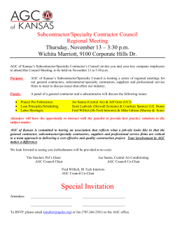 Subcontractor/Specialty Contractor Council Regional Meeting Thursday, November 13 – 3:30 p.m.