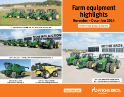 Farm equipment highlights November – December 2014 Unreserved public auctions