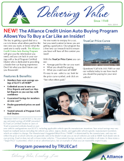 Delivering Value NEW! The Alliance Credit Union Auto Buying Program