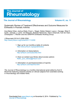 The Journal of Rheumatology Volume 41, no. 11 Enthesitis in Psoriatic Arthritis