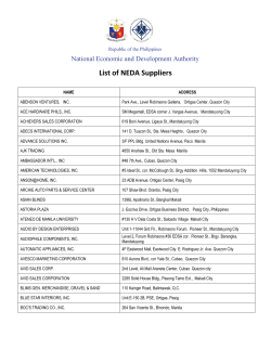 List of NEDA Suppliers National Economic and Development Authority