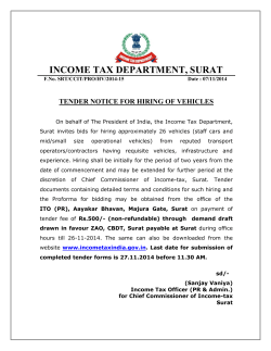 INCOME TAX DEPARTMENT, SURAT TENDER NOTICE FOR HIRING OF VEHICLES