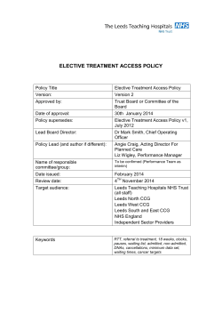 ELECTIVE TREATMENT ACCESS POLICY