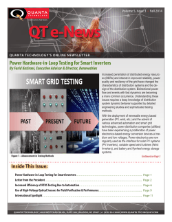 QT e-News ™  Power Hardware-in-Loop Testing for Smart Inverters