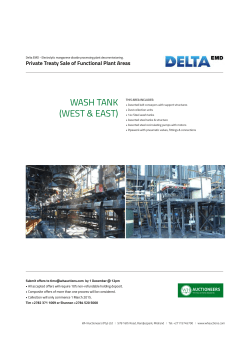 WASH TANK (WEST &amp; EAST) Private Treaty Sale of Functional Plant Areas