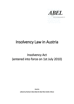 Insolvency Law in Austria Insolvency Act