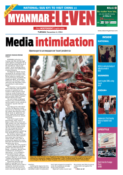 Media intimidation NATIONAL: SUU KYI TO VISIT CHINA INSIDE