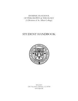 STUDENT HANDBOOK  DOMINICAN SCHOOL OF PHILOSOPHY &amp; THEOLOGY