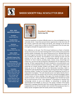 SHOCK SOCIETY FALL 2014 President’s Message