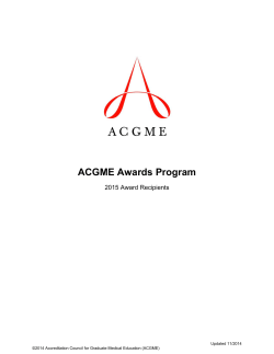 ACGME Awards Program  2015 Award Recipients Updated 11/2014
