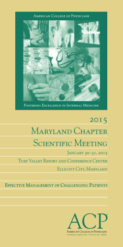 2015 Maryland Chapter Scientific Meeting January 30–31, 2015