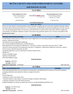 BUTTE COUNTY ONE-STOP EMPLOYMENT CENTERS JOB POSTING FLYER 11/11/2014
