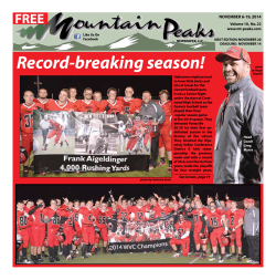 Record-breaking season! FREE NOVEMBER 6-19, 2014 Volume 10,  No. 22