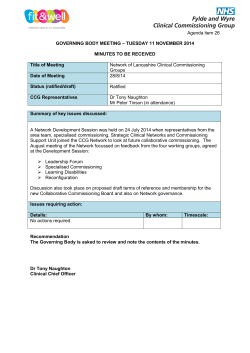 Agenda item 26 Network of Lancashire Clinical Commissioning Groups
