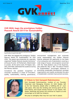 GVK MIAL bags the prestigious Golden Peacock Award 2014 for Sustainability