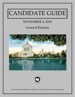 CANDIDATE GUIDE NOVEMBER 4, 2014 General Election