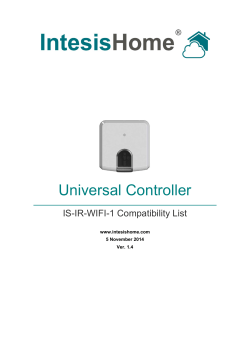 Universal Controller IS-IR-WIFI-1 Compatibility List