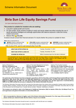 Birla Sun Life Equity Savings Fund Scheme Information Document