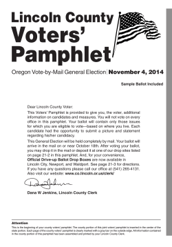 Voters’ Pamphlet Lincoln County Oregon Vote-by-Mail General Election