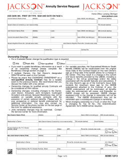 Annuity Service Request Home Office: Lansing, Michigan www.jackson.com