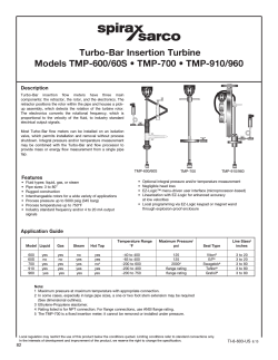 Turbo-Bar Insertion Turbine Models TMP-600/60S • TMP-700 • TMP-910/960