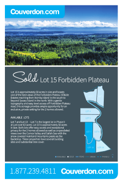 Sold Lot 15 Forbidden Plateau