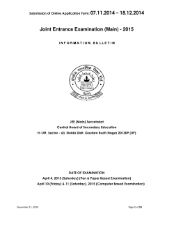 07.11.2014 – 18.12.2014 Joint Entrance Examination (Main) - 2015