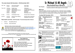 The week ahead: 9th November&mdash;15th November 2014