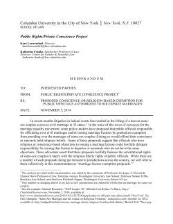 New York, N.Y. 10027  Public Rights/Private Conscience Project