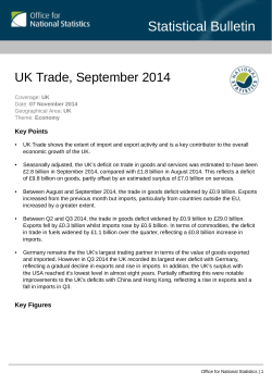 Statistical Bulletin UK Trade, September 2014 Key Points