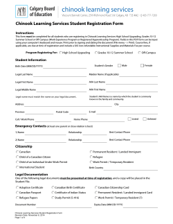 Chinook Learning Services Student Registration Form Instructions