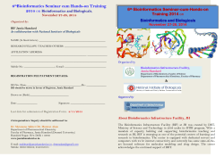 6 Bioinformatics Seminar cum Hands-on Training 2014 Bioinformatics and Biologicals