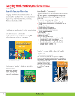 Everyday Mathematics Spanish Spanish Teacher Materials Third Edition Core Spanish Components*