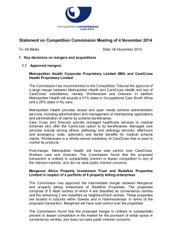 Statement on Competition Commission Meeting of 4 November 2014