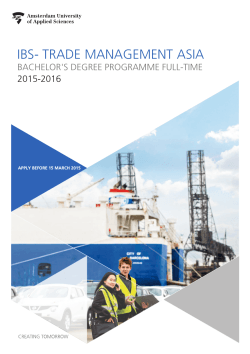 IBS- TRADE MANAGEMENT ASIA BACHELOR'S DEGREE PROGRAMME FULL-TIME 2015-2016
