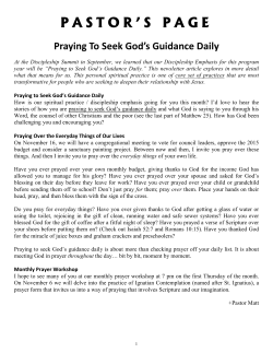 P A S T O R ’ S  ... Praying To Seek God’s Guidance Daily
