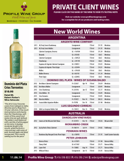 PRIVATE CLIENT WINES New World Wines ARGENTINA