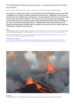 The Bárðarbunga-Nornahraun eruption, Iceland an ongoing demonstration of rifting and volcanism 