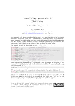 Hands-On Data Science with R Text Mining  5th November 2014