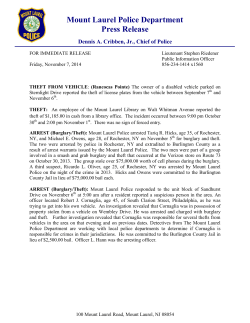 Mount Laurel Police Department Press Release