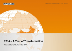 – A Year of Transformation 2014 Wacker Chemie AG, November 2014