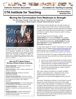 CTA Institute for Teaching Moving the Conversation from Weakness to Strength