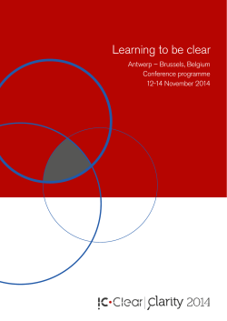 Learning to be clear Antwerp – Brussels, Belgium Conference programme 12-14 November 2014