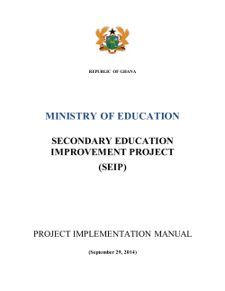 MINISTRY OF EDUCATION SECONDARY EDUCATION IMPROVEMENT PROJECT
